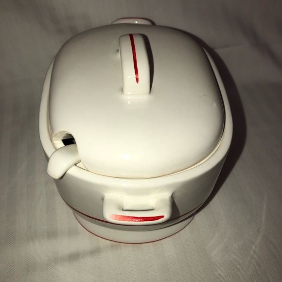 Retro/ vintage gray boat / soup tureen Riva Designs Tulips red/blue/yellow - Picture 6 of 15